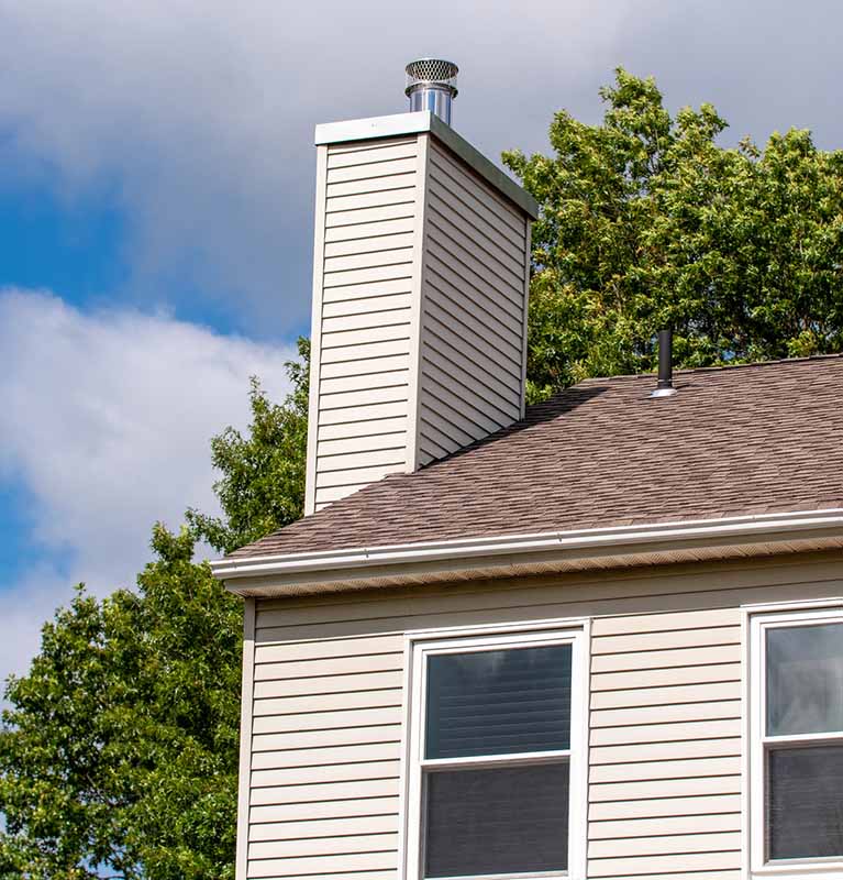 chimney with a new chase cover and cap